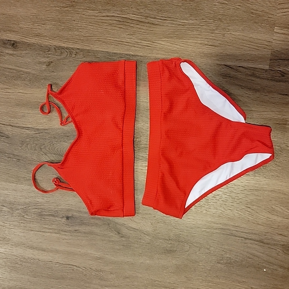 Red 2 piece swim suit